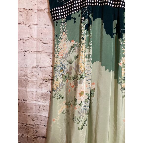 Anthropologie Corey Lynn Calter Silk Dress Women 8 Light Sage Green Mixed Prints - Picture 7 of 16